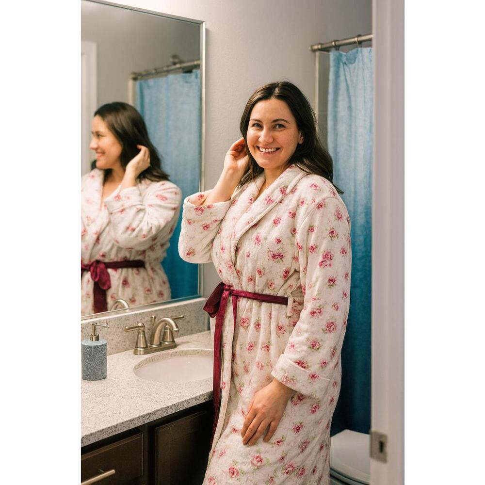 Vintage Victorias Secret Quilted Robe Floral Print Cotton Blend Cozy Lounge S